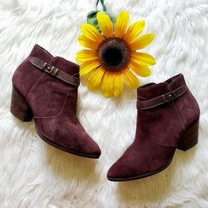 Seychelles Suede Burgundy Pointed Toe Booties